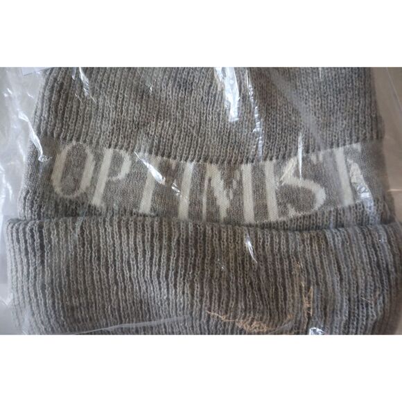 Spiritual Gangster Unisex O/S Gray Heather Eternal Optimist Pom Pom Beanie Hat - Picture 6 of 6